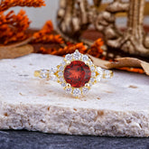 Luxury 4-Prong Round Cut Garnet Engagement Ring